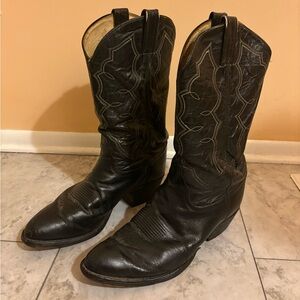 Tony Lama black leather cowboy boots